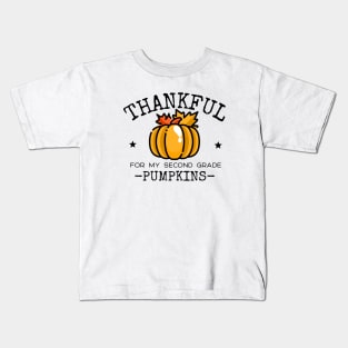 Thankful For My Second Grade Pumpkins Kids T-Shirt